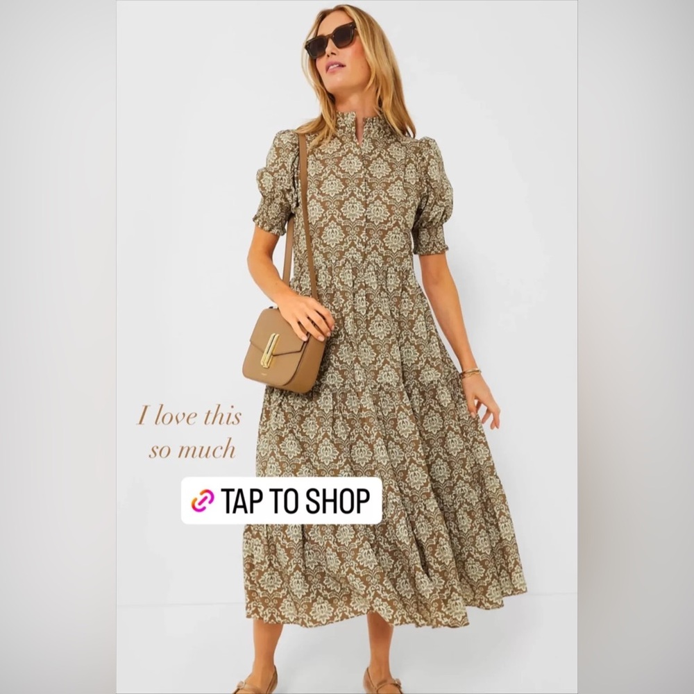 Tuckernuck Hyacinth House Moss Print Green Midi Dress - Picture 5 of 10